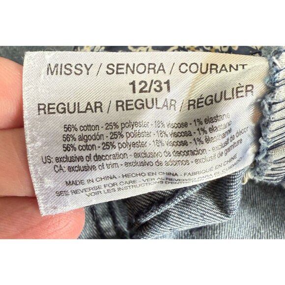 Vintage America Floral Embroidered Bestie Jean Sz 12/31Ankle Mid Rise Distressed - Picture 14 of 14